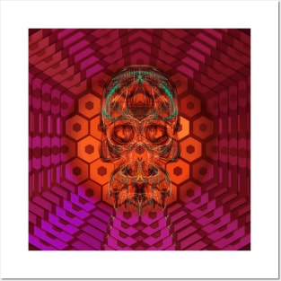 Electroluminated Skull Flower - Burgundy Sunset Posters and Art